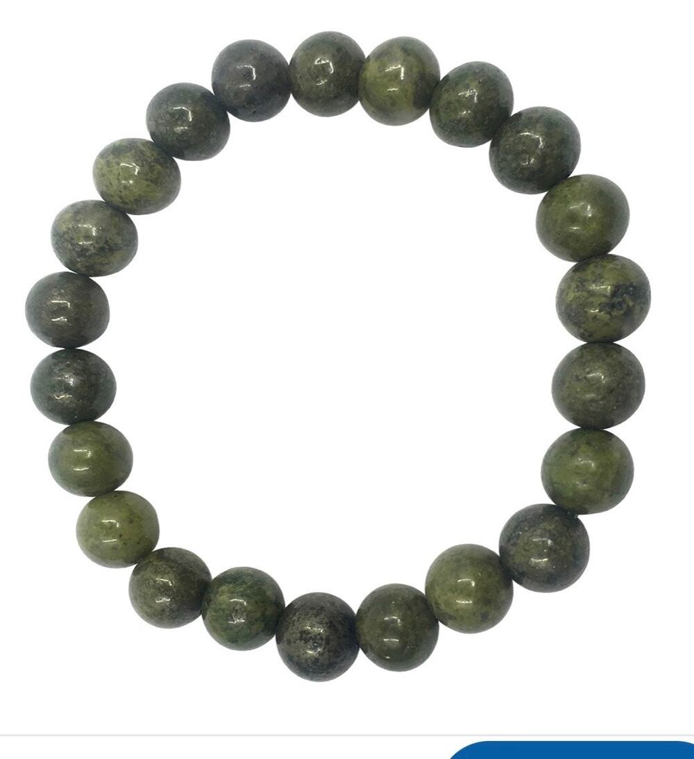 8MM Epidote With Pyrite Bracelet